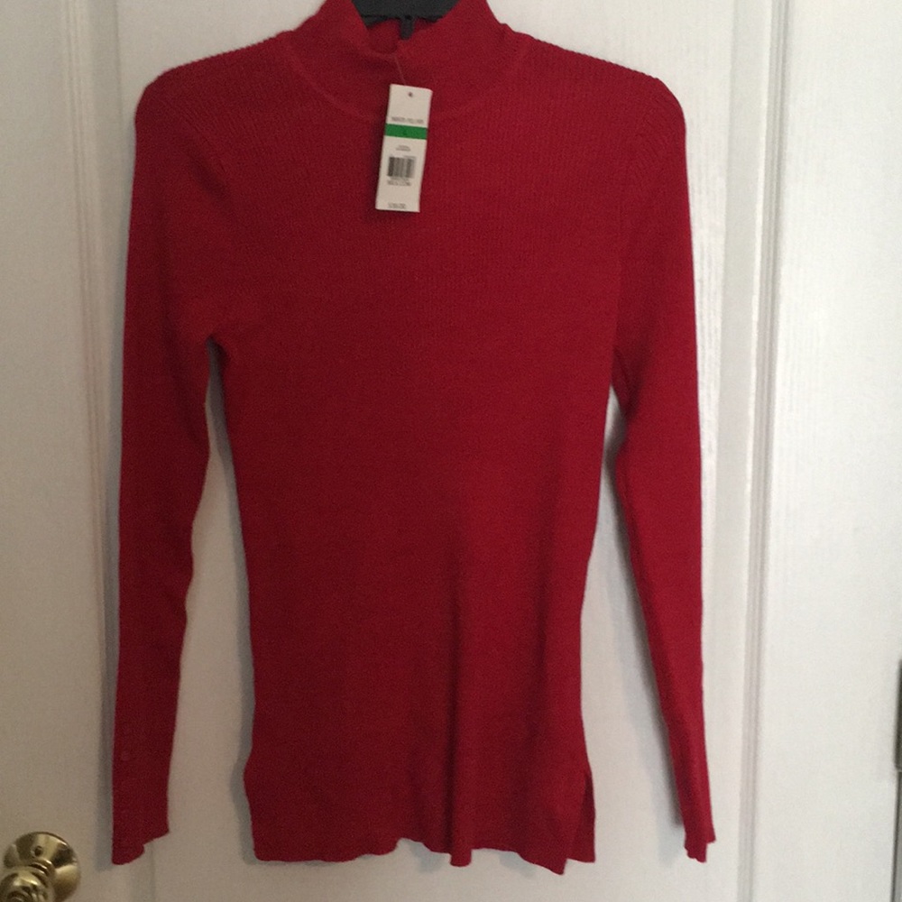 NWT Kim Rogers Red Mock neck sweater